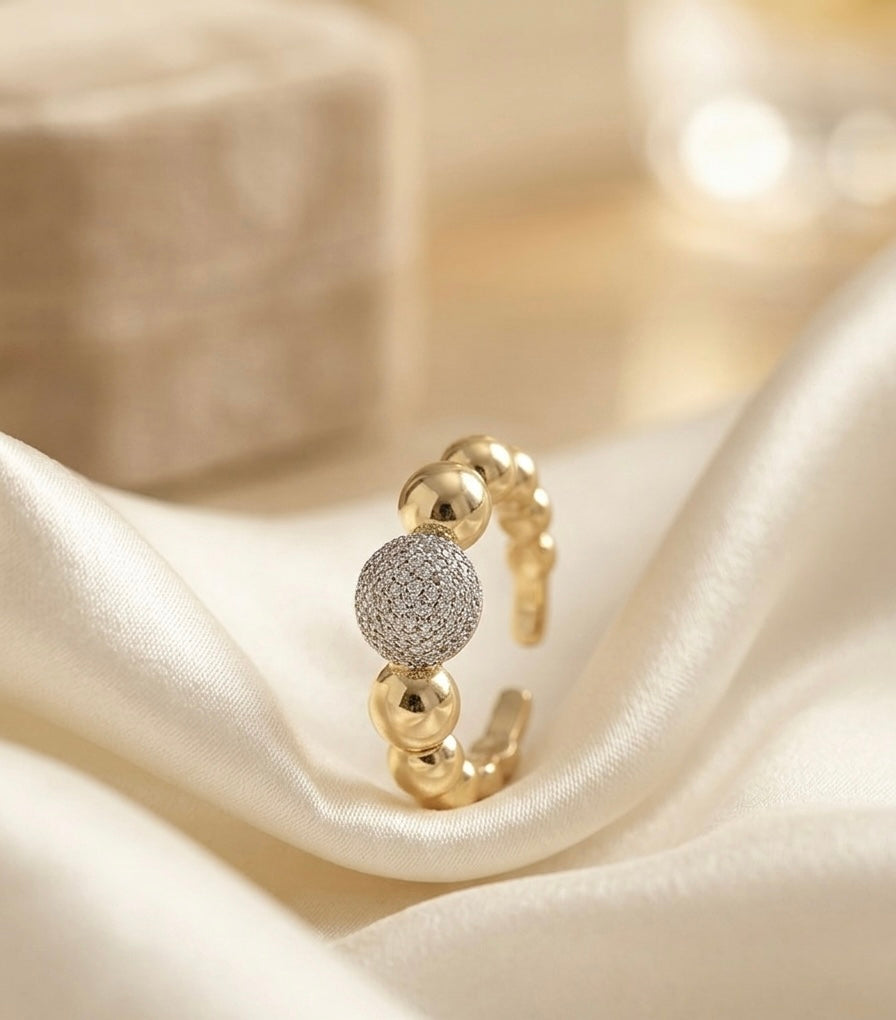 Royal Spherical Dual Tone Statement Ring