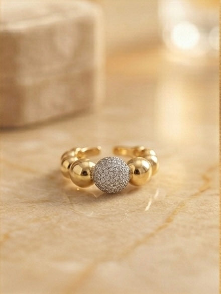 Royal Spherical Dual Tone Statement Ring