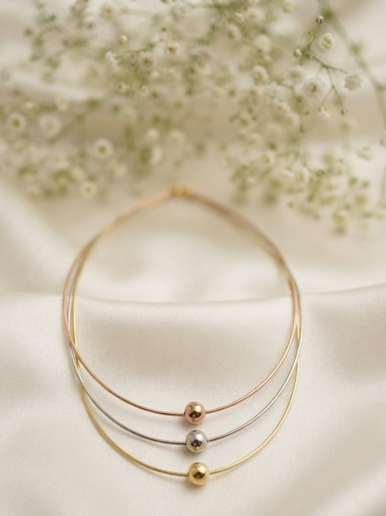Lucente Triple Tone Layered Hasli Necklace