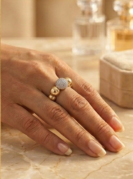 Royal Spherical Dual Tone Statement Ring