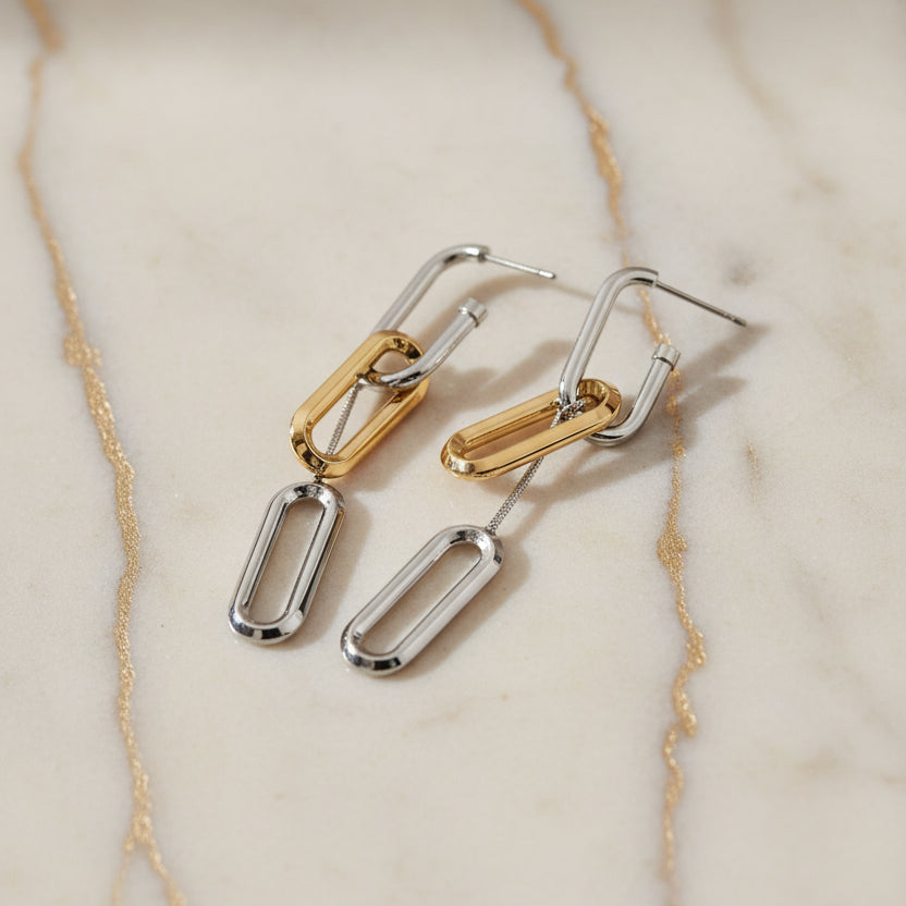 Titania Dual Tone Link Chain Earings