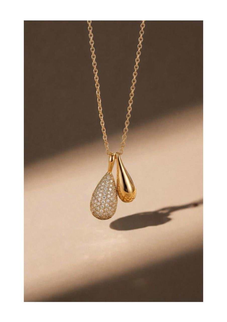 Tear Drop Golden Chain AD Pendant