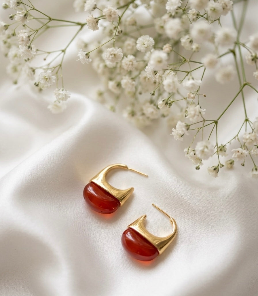Lunar Dusk Golden Resin Hoops Earrings