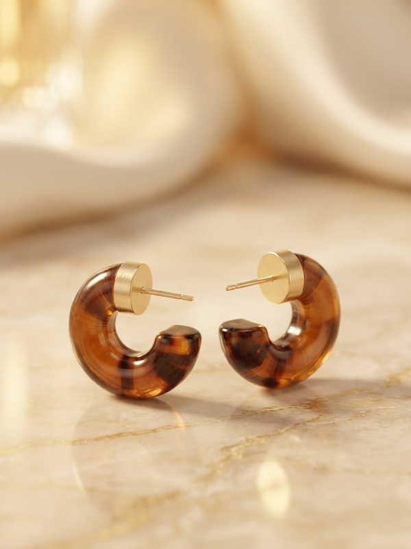 Chunky Resin C Hoops Earrings