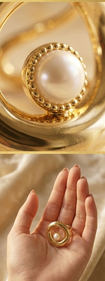 Heirloom Golden Pearl Statement  Ring