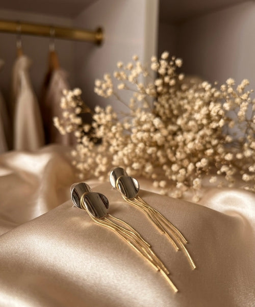 Europa Dual Tone Drop Chain Earrings