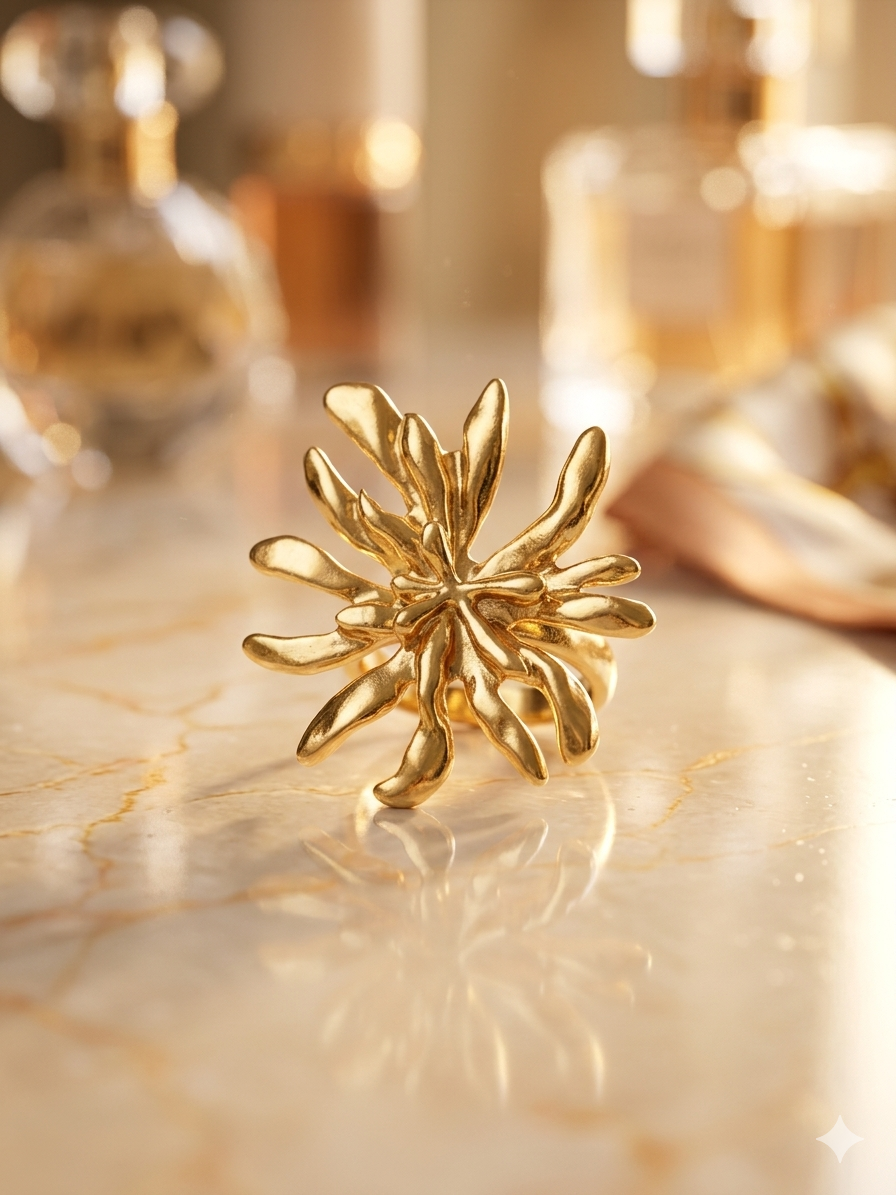 Radiance Sunburst Golden Statement Ring