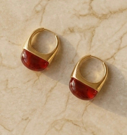 Crimson Lunar Dusk Hoops Earings