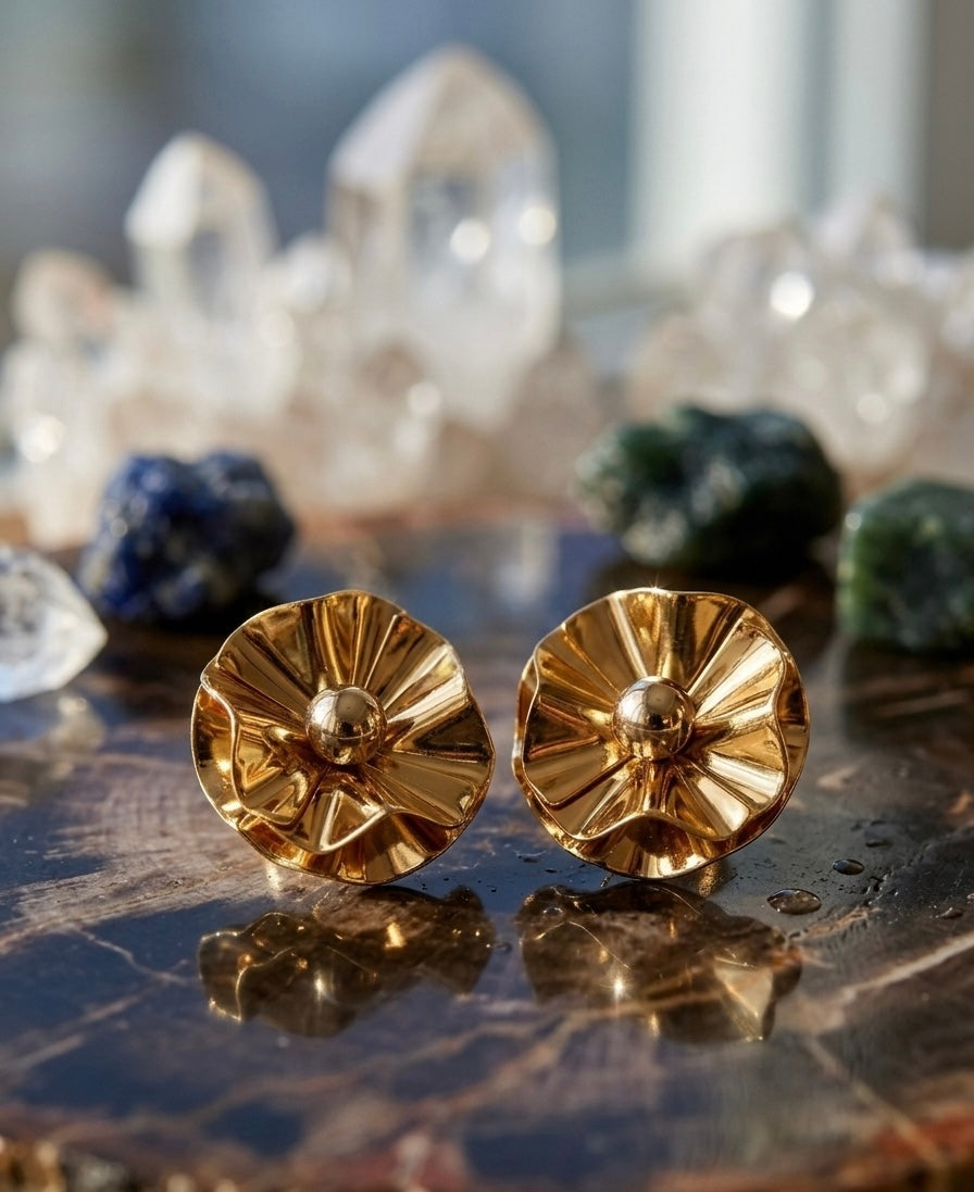 Lyra Golden Bloom Stud Earrings