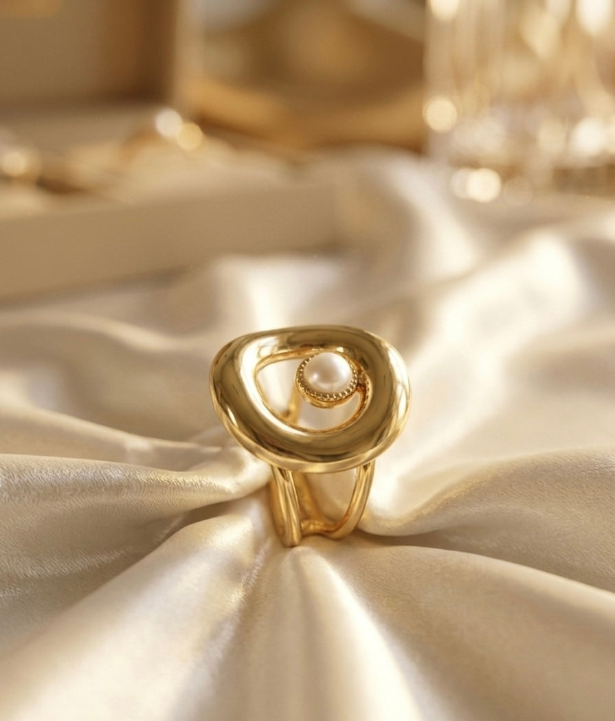 Heirloom Golden Pearl Statement  Ring