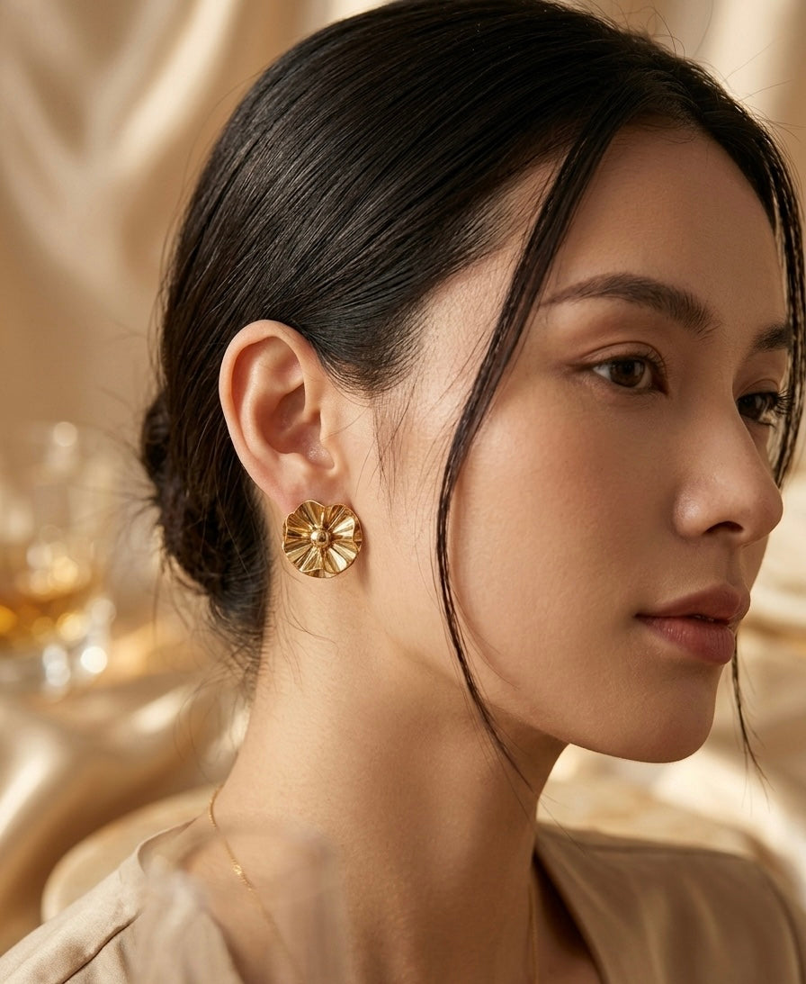 Lyra Golden Bloom Stud Earrings