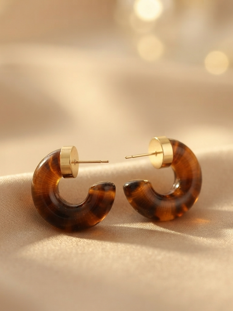 Chunky Resin C Hoops Earrings