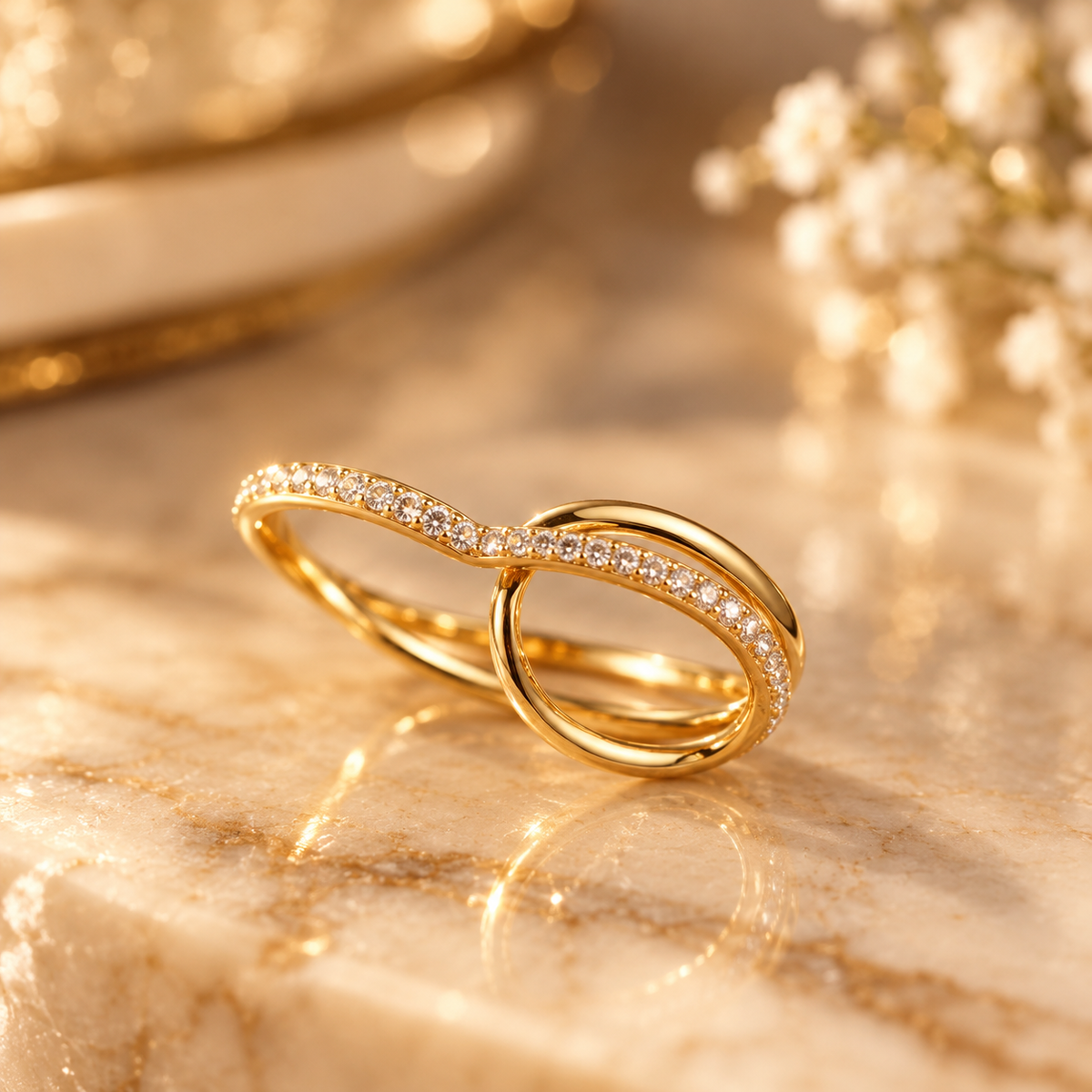 Heart Shape Two Finger AD Ring
