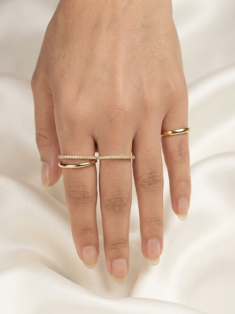 Heart Shape Two Finger AD Ring
