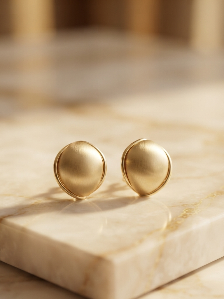 Brushed Matte Gold Abstract Earrings