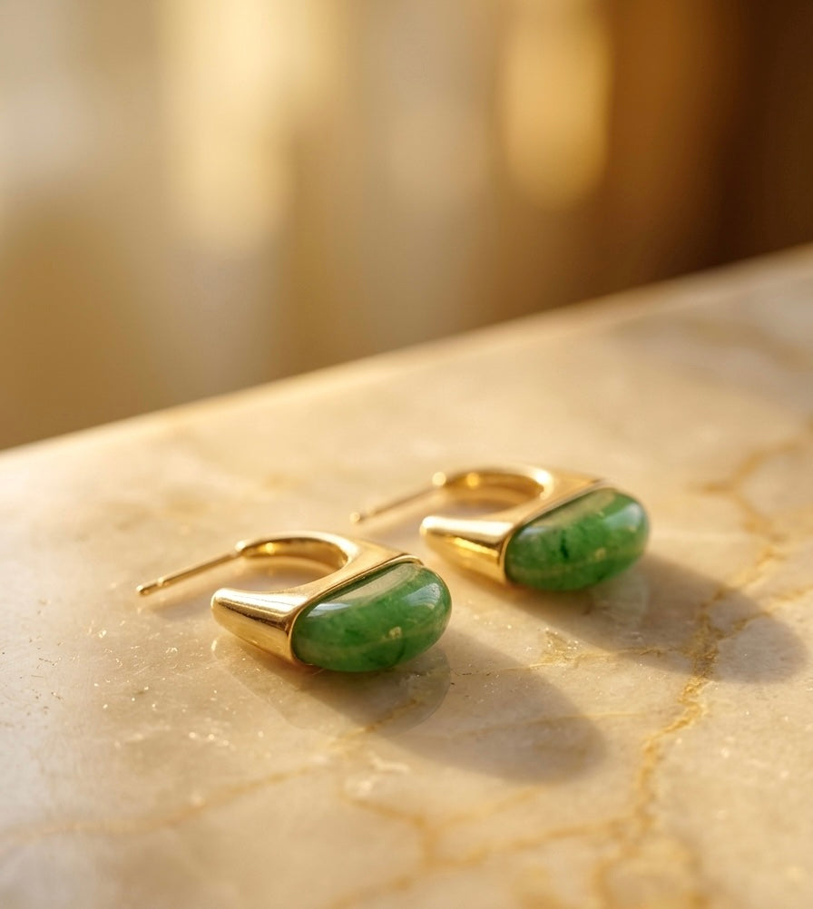Lunar Dusk Golden Resin Hoops Earrings