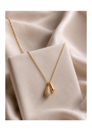 Tear Drop Golden Chain AD Pendant