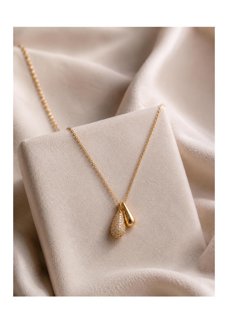 Tear Drop Golden Chain AD Pendant