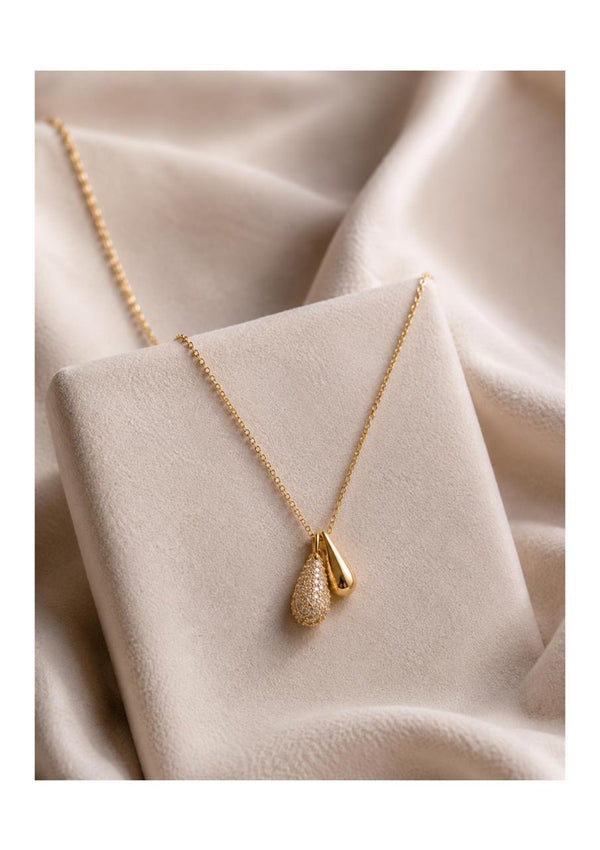 Tear Drop Golden Chain AD Pendant