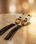 Midnight Moon Dual Tone Drop chain earrings
