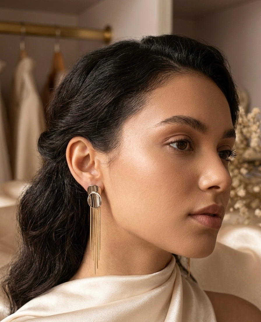 Europa Dual Tone Drop Chain Earings