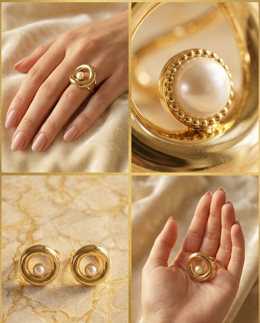 Heirloom Golden Pearl Statement  Ring