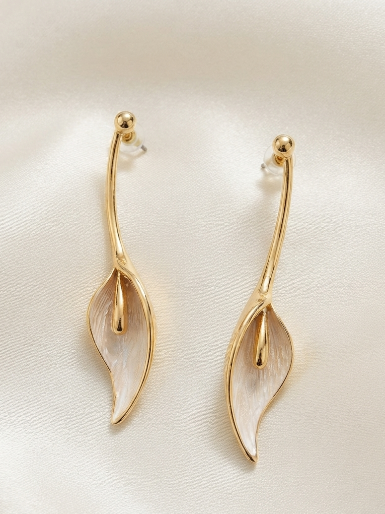 Golden Lilly Petal Drops Earrings