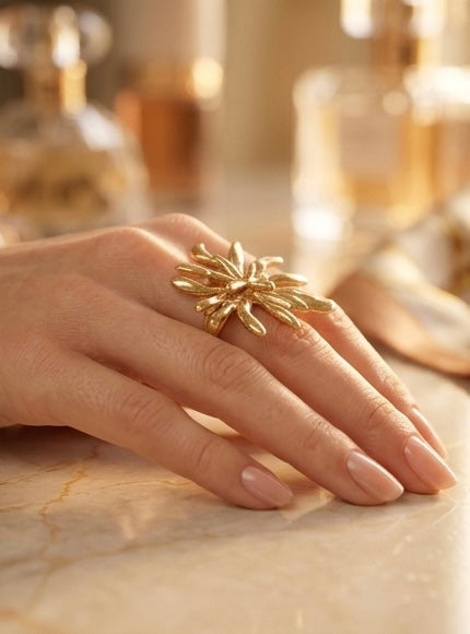 Radiance Sunburst Golden Statement Ring