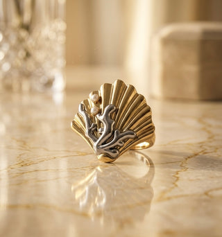 Royal Dual Tone Pearl Shell Statement Ring