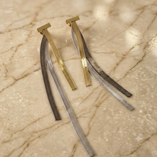 Triton Dual Tone Drop Chain Earrings