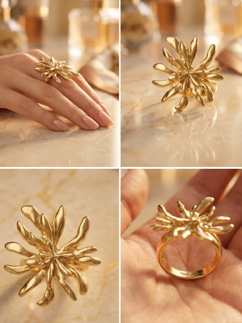 Radiance Sunburst Golden Statement Ring