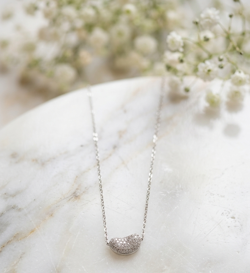 Silver Swan Heart Shape AD Pendant
