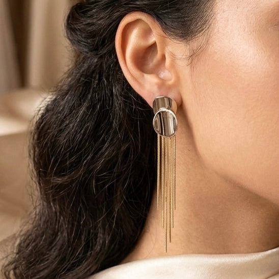Europa Dual Tone Drop Chain Earings