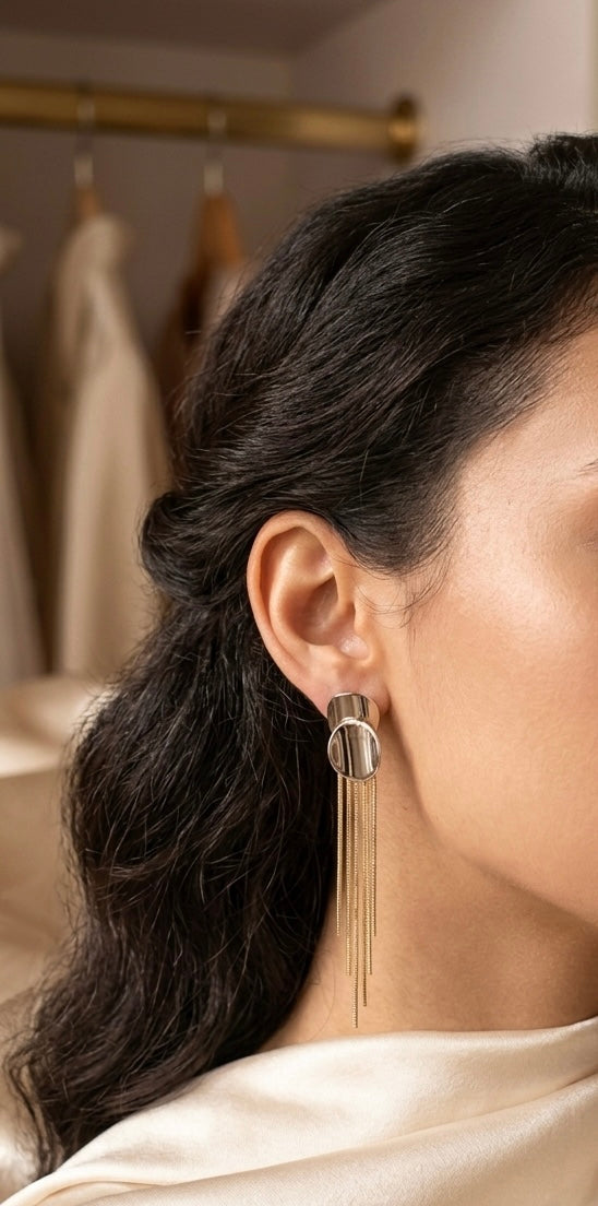 Europa Dual Tone Drop Chain Earings