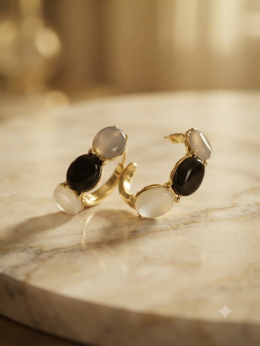 Stellar Alignment Golden Hoops Earrings