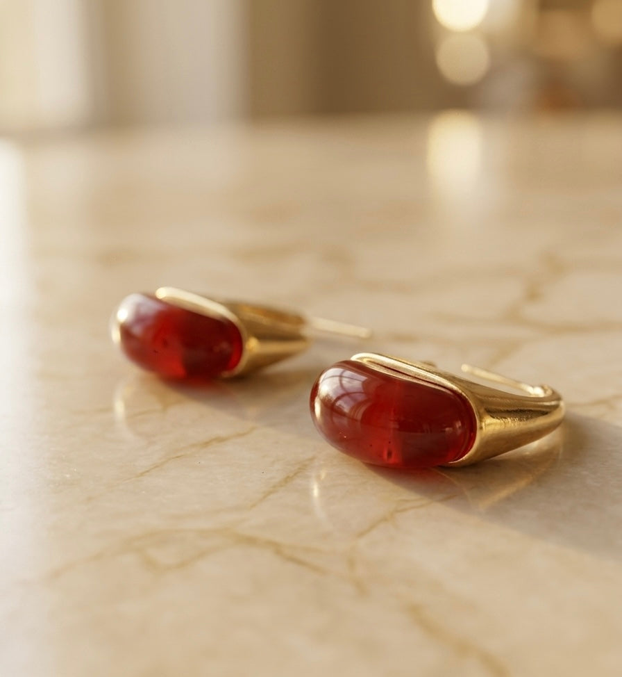 Crimson Lunar Dusk Hoops Earings
