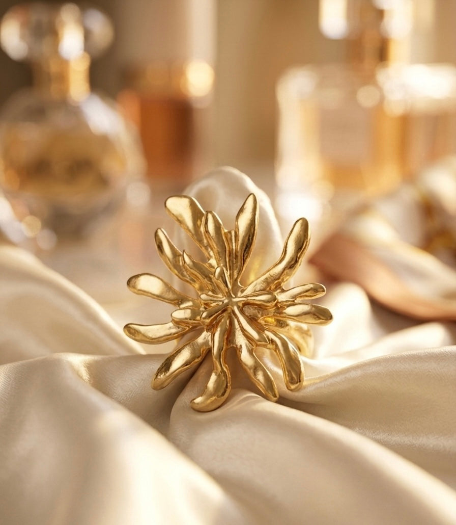 Radiance Sunburst Golden Statement Ring