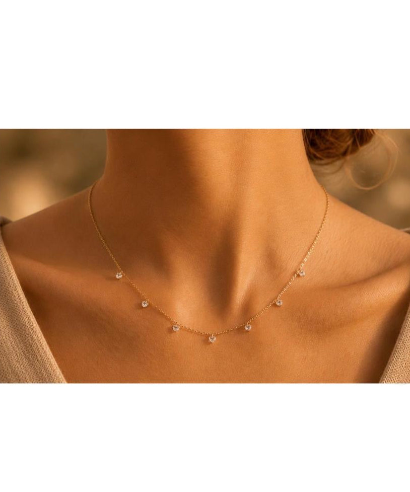 Dove of Love Golden Chain Heart Crystal Pendant