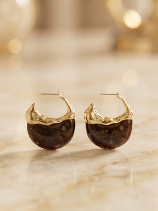 Tortoise Gold Tone Resin Earrings