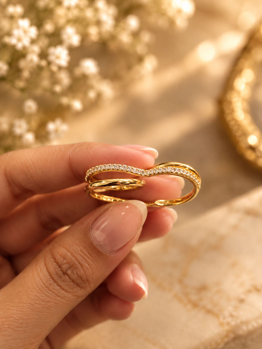 Heart Shape Two Finger AD Ring