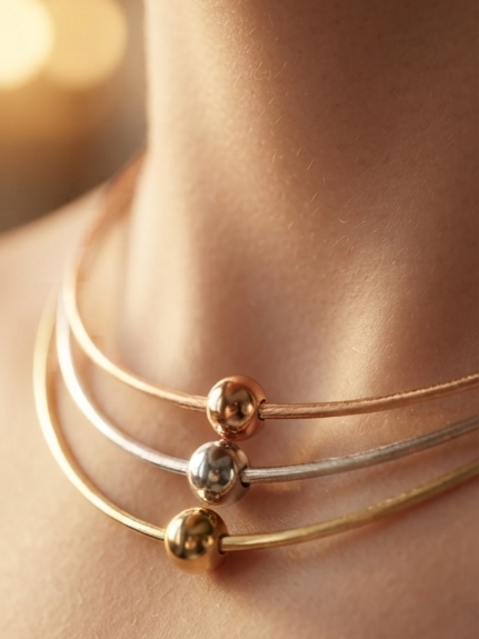 Lucente Triple Tone Layered Hasli Necklace