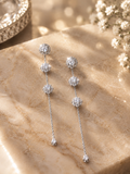 Elan Triple Crystal Long Earrings