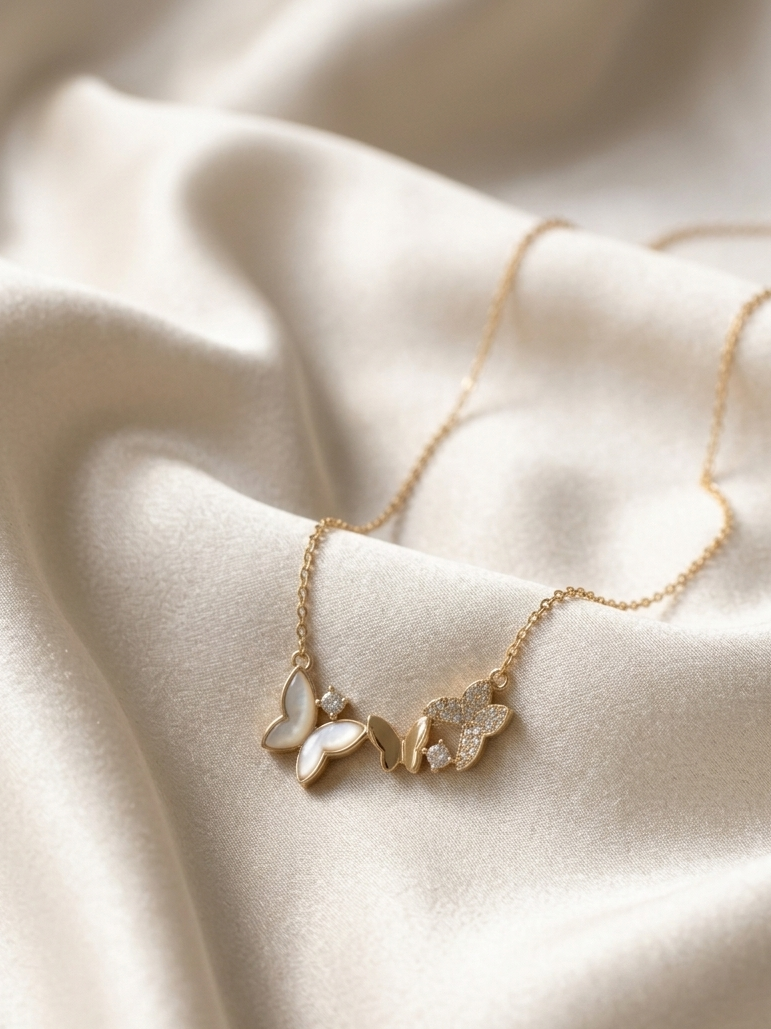 Butterfly Wings Golden Chain AD Pendant