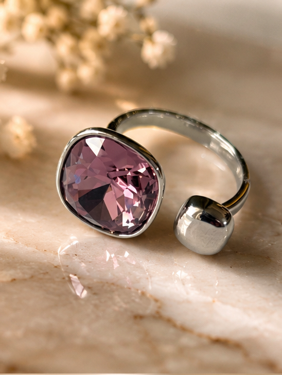 Royal Mauve Orb & Gem Silver Ring