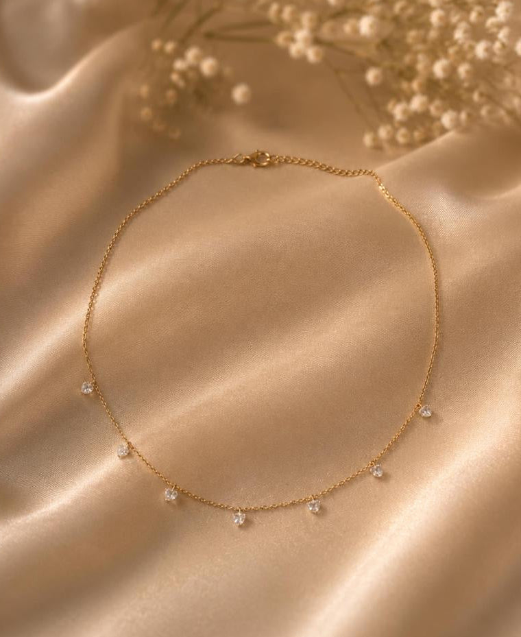 Dove of Love Golden Chain Heart Crystal Pendant