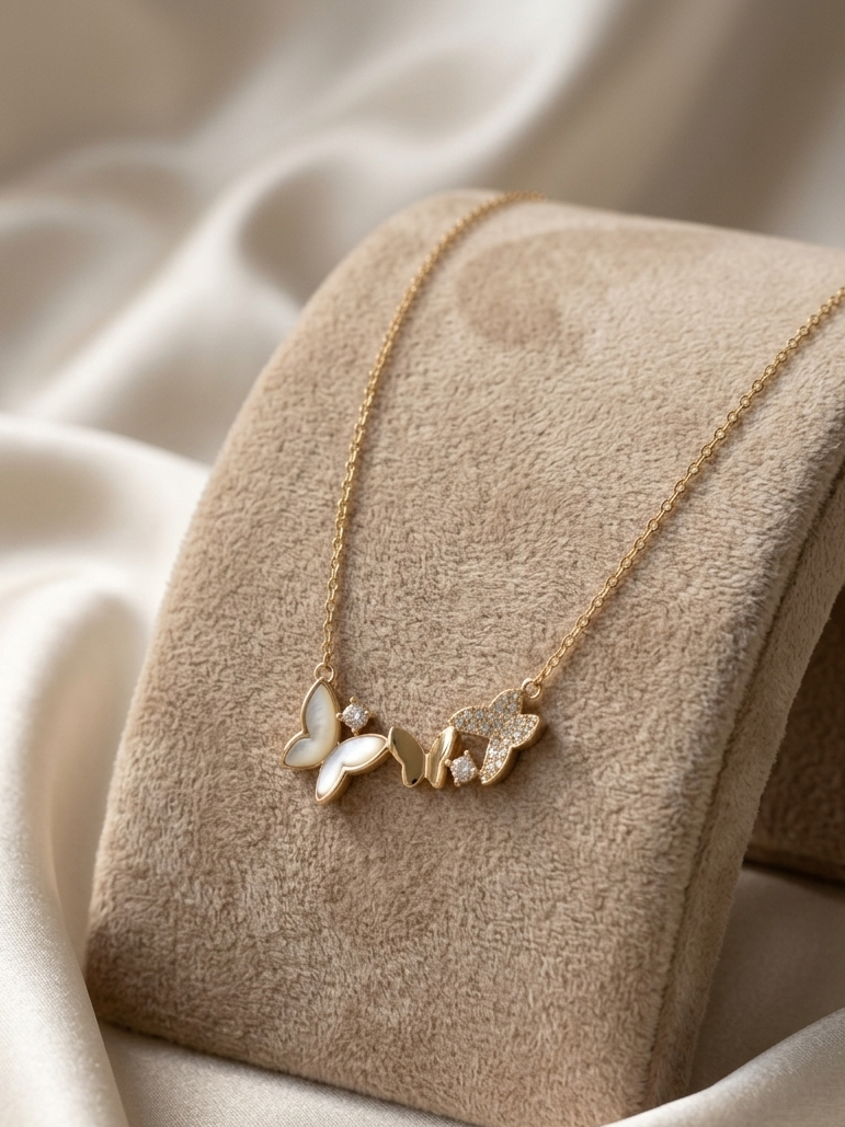 Butterfly Wings Golden Chain AD Pendant