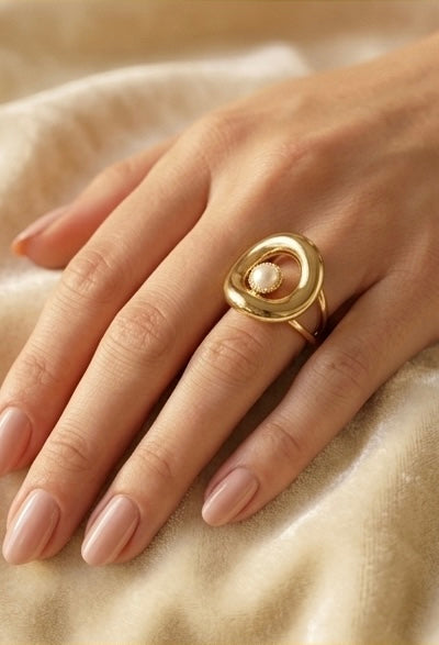 Heirloom Golden Pearl Statement  Ring