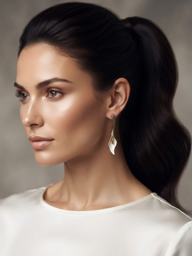 Golden Lilly Petal Drops Earrings