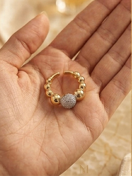 Royal Spherical Dual Tone Statement Ring