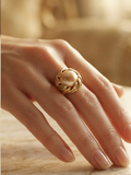 Imperial Lustrous Rose Pearl Golden Ring